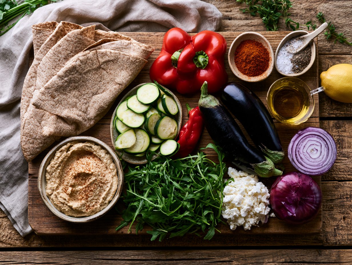 Zutaten Veggie-Wrap mit Hummus & Ofengemüse